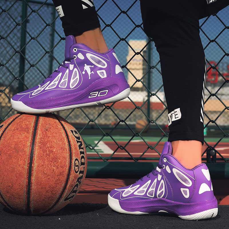 Men Leather Sneakers High-top Wear-resistant Basketball Shoes Deodorant Comfortable Running Shoes