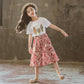 Girls' Summer Fashionable Suits Big Kids Children's Clothes Western Style Wide-leg Pants Printed Two-piece Suit