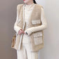 Temperament Lady Style Lamb Plush Vest Autumn and Winter New Tweed Stitching Vest Waistcoat Jacket Women