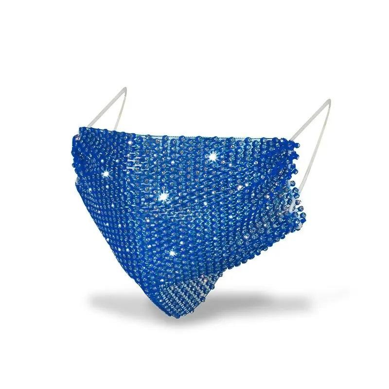 Women's Crystal Rhinestone Decorative Mask Luxury Diamond Face Mask Elastic Adult Masks Rhinestone Mask Steetwear Facial Mouth Mask