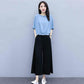 Suit Summer Cotton and Linen Large Size Loose Round Neck Short-sleeved Shirt Casual Wide-leg Pants Women's Suit Casual Suit