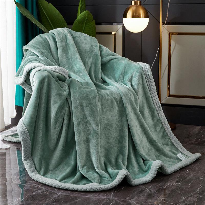 Pure Color Thick Milk Fleece Blanket Quilt Coral Fleece Autumn and Winter Flannel Blanket Plus Fleece Quilt Nap Blanket