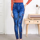 High Waist Stretch Denim Printed Leggings Women's Trousers and Velvet Feet Casual Pants and Velvet Thickening Fashionable and Versatile