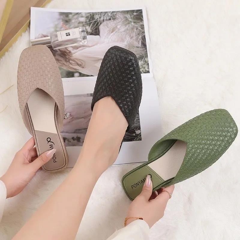 Fashion Slippers Women Summer Wear Korean Style Trend Lazy Wild Half-drag Fashion Flat Sandals and Slippers Women