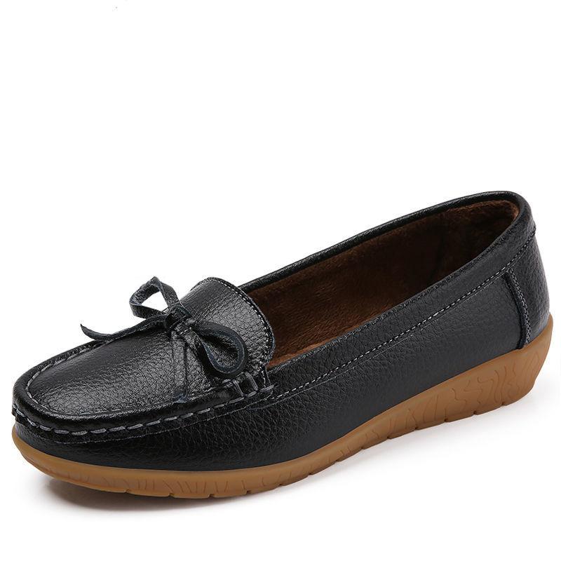 Women's Leather Shoes Single Shoes Tendon Sole Comfortable Work Shoes Non-slip Shoes Flat Casual Shoes Soft and Comfortable
