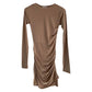 Women's Pleated Long-sleeved Bottoming Dress Korean Style Autumn and Winter Slim Sexy Slim Solid Color Waist Bag Hip Skirt Long Skirt
