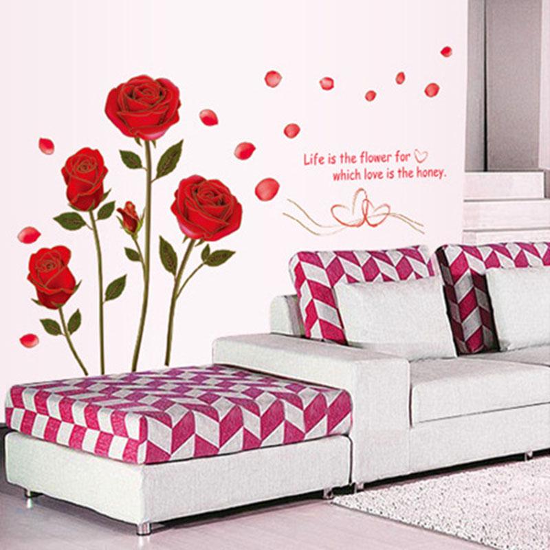 Floral wedding room decoration Phnom Penh Rose wall sticker life is the flower romantic wallpaper