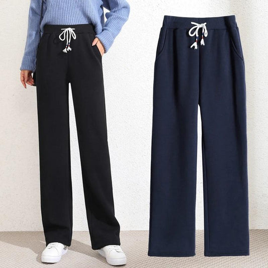 Women's Wide-leg Pants Spring and Autumn High-waisted Slim Straight-leg Trousers Loose Sports Casual Sweatpants