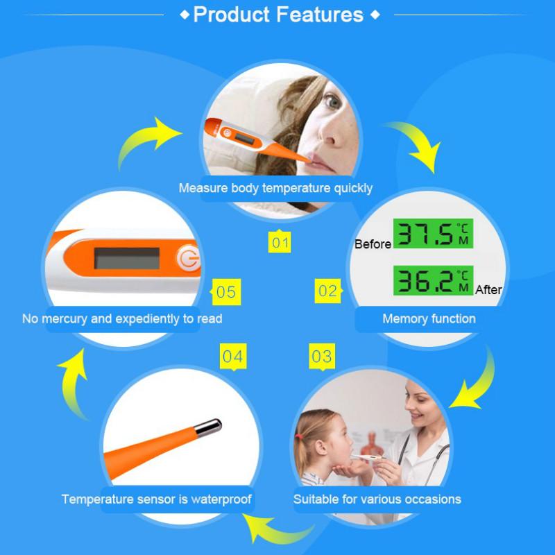 Soft Head Electronic LCD Thermometer Digital Baby Adult Body Fever Temperature Measuring Tools