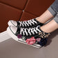 Popular Canvas Shoes Small White Shoes Women's High-top Handmade Custom Three-dimensional Flower Pearl Flat Casual Student Shoes