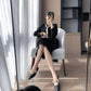 Spring Summer White Shirt Dress Cardigan Niche Waist Waist Was Thin A-line Long Skirt Women