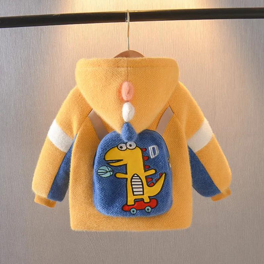 Children's Jacket Men's Autumn and Winter Western Style and Velvet Thickening Middle and Small Children's Mink Velvet Boy Baby Hooded Jacket