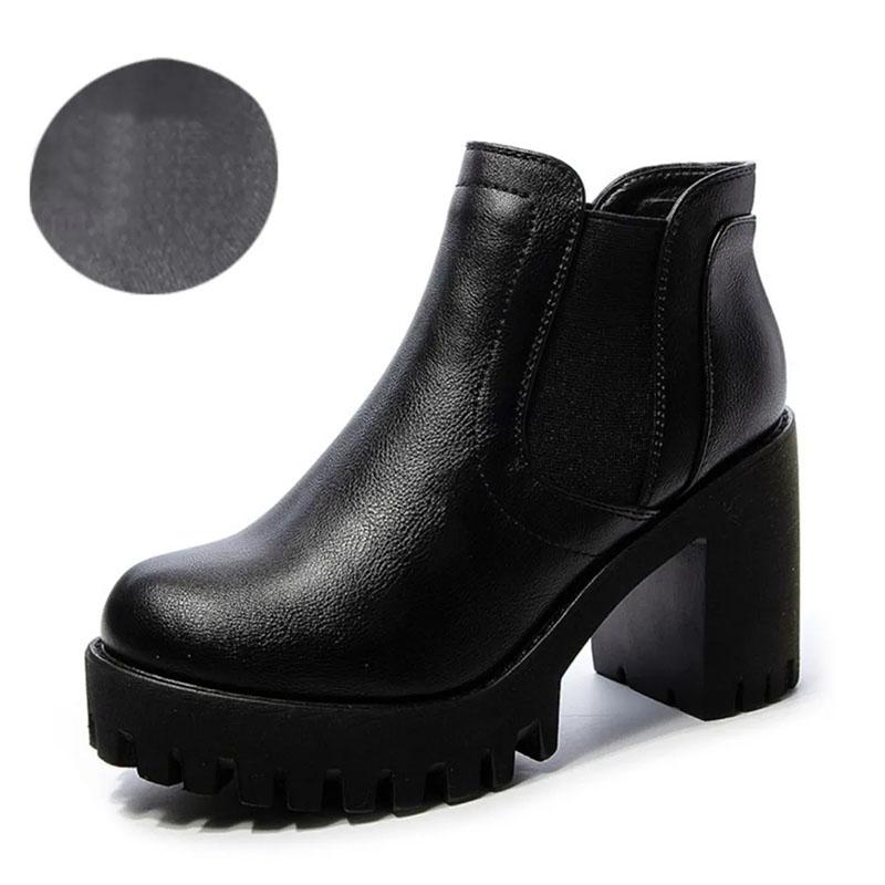 Thick-heeled Short Boots Women's Autumn and Winter Smoke Pipe Martin Boots High Heels All-match Height-increasing Shoes Single Boots High Heels