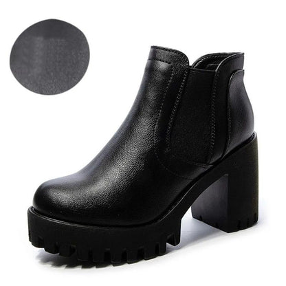 Thick-heeled Short Boots Women's Autumn and Winter Smoke Pipe Martin Boots High Heels All-match Height-increasing Shoes Single Boots High Heels