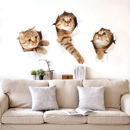 [Wall sticker] cute 3 naughty cat wall stickers for kids rooms nursery children bedroom home decorat