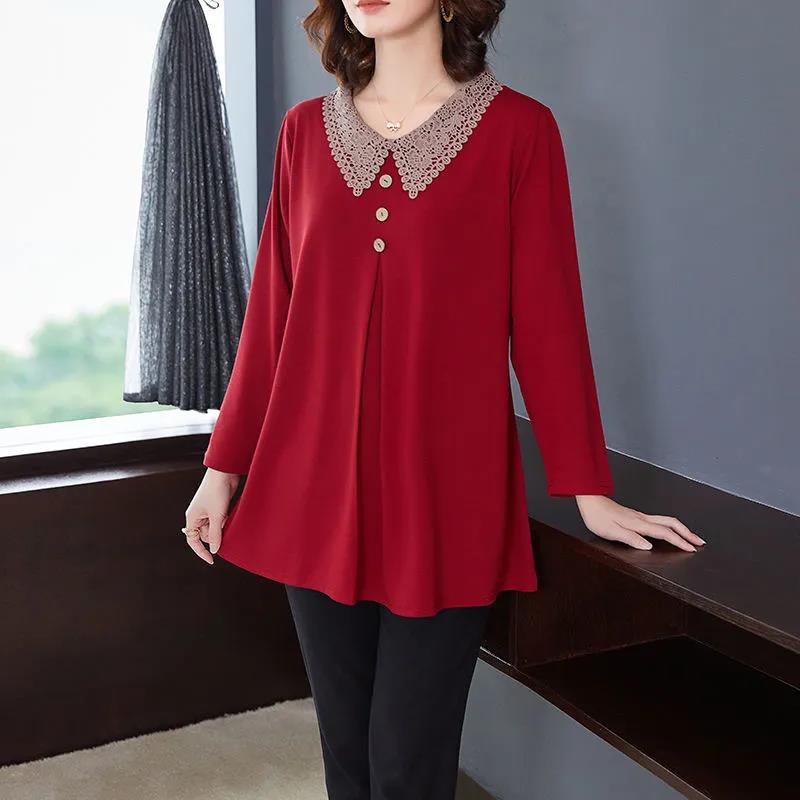 Spring and Autumn Long-sleeved T-shirt Loose Solid Color Top Casual Round Neck Bottoming Shirt