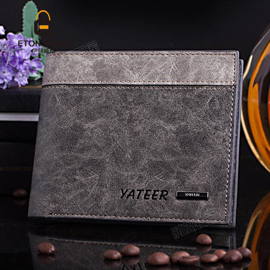 Fashion short wallet men woven card package multi-function matte leather clutch bag coin bag