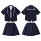Kids Girls British Style School Uniform Student Uniforms Suit Long Sleeve Coat with Shirt Tie Mini Skirt Set Child Anime Costume