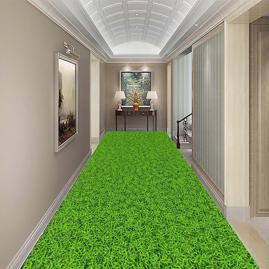 Summer Style Long Lobby Carpet Fresh Green Grass Pattern Stairway Hallway Home Corridor Carpet Aisle Party Wedding Red Area Rugs
