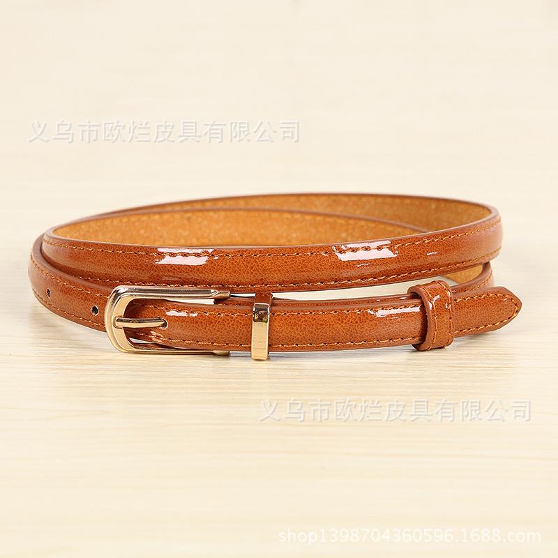 Ladies Belt PU Cowhide Candy Color Thin Belt Casual Jeans Decoration Single Head Buckle