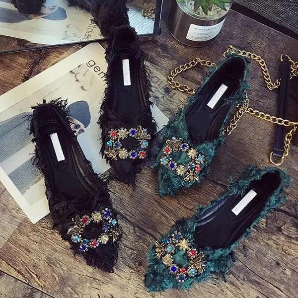 Women's Spring and Summer Pointed Toe Shoes Autumn Flat Casual All-match Single Shoes Large Size Soft Bottom Party Shoes