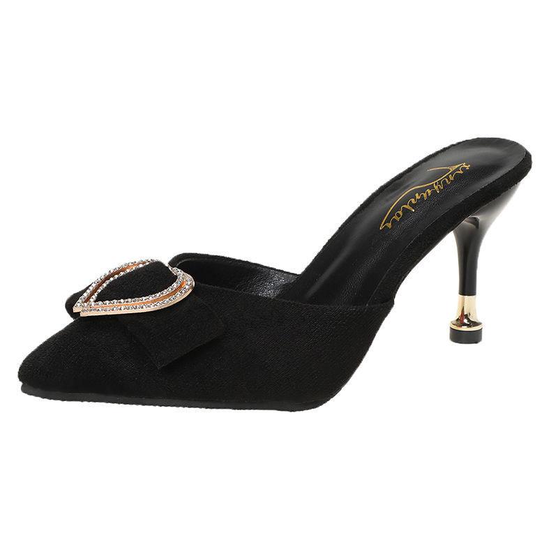 Women's Sandals and Slippers Foreign Style Half-support Shoes Half-slippers Women's Summer 8cm High Heels Half-toe Slippers