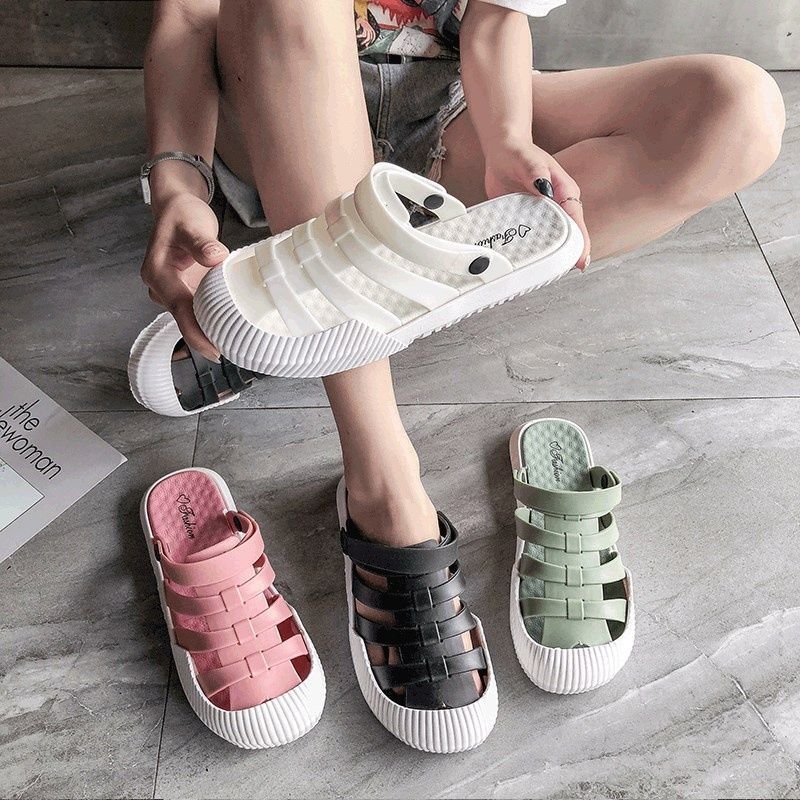 Women's Summer Half-pack Sandals One-legged Casual Outdoor Beach Slippers Lazy Convenient Sets Feet Half-slippers