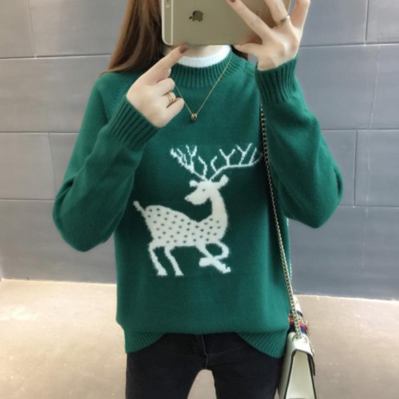 Pullover Women's Sweater Korean Fashion Casual Long-sleeved Half High Neck Sweater Loose Slimming Bottoming Shirt Top