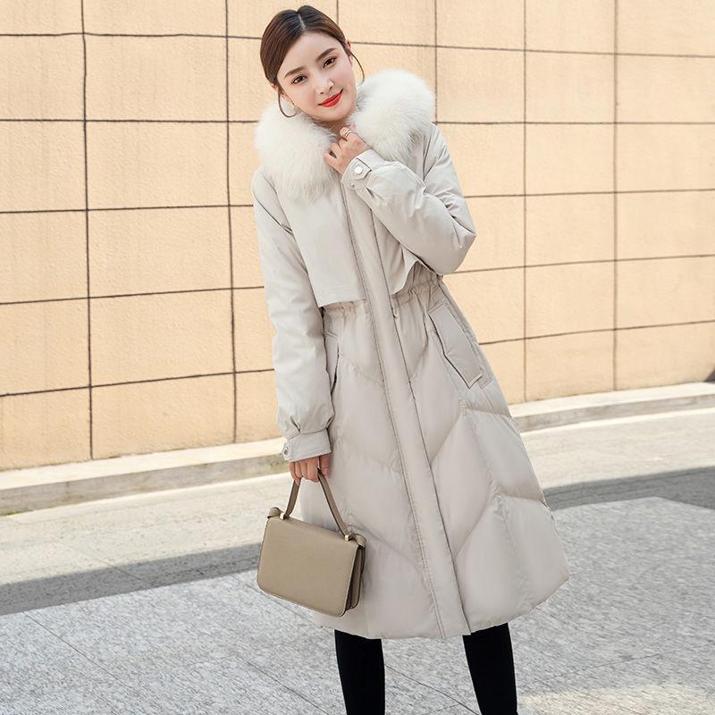 Down Jacket Mid-length Female Winter Korean Version of Real Fox Fur Collar Thick Coat