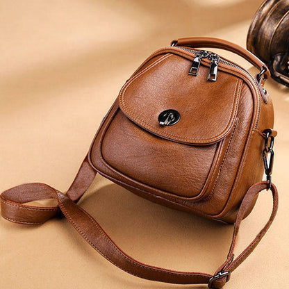 Multifunctional Backpack Handbag Trend Korean Fashion Simple and Versatile Soft Leather Small Backpack