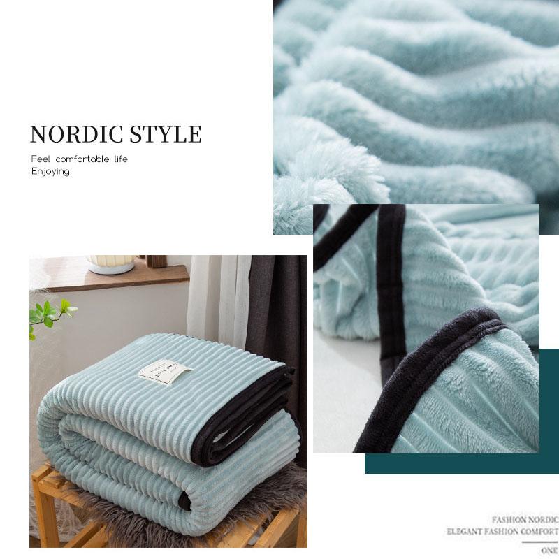 Winter Thick Coral Fleece Blanket Simple Style Warm Blanket Household Blanket Twin Queen King
