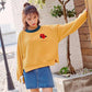 Autumn and Winter Thick Loose Round Neck Embroidery Knit Sweater Student Short Sweater Women