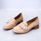 Leather Shoes Retro Square Toe Mid-heel Thick Heel Single Shoes Wild British Style Loafers Women's Mid-heel Comfortable Leather Shoes