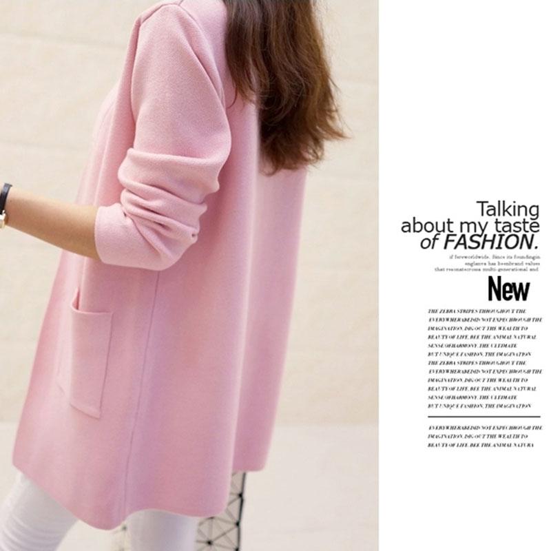 Spring and Autumn Wear Loose Sweater Mid-length Knitted Cardigan Jacket Wide V-neck Casual Women's Jacket