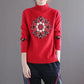 National Style Vintage Pullover Sweater Women Autumn Winter High-neck Plus Size Inner Base Sweater Loose Knitwear