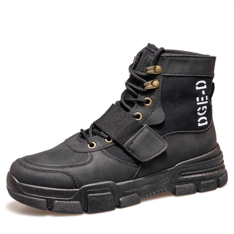 Fashion Men's Martin Boots Warm Working Boots Lace Up Men's Desert Boots Round Toe High Top Shoes
