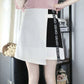 Pofulove Women Anti-light Irregular Contrast Color Skirt High Waist Slim Sexy Package Hip Skirts