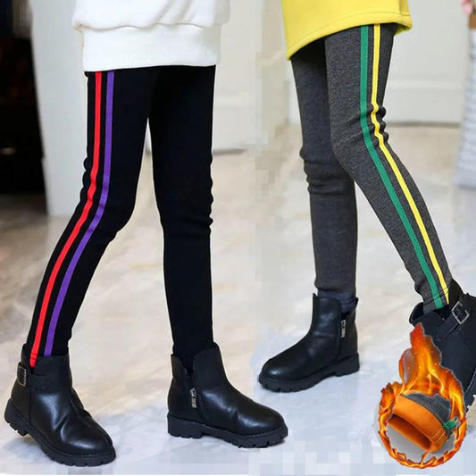 Girls' Leggings Autumn and Winter Models Small Medium and Large Children's Pants Children's Plus Velvet Thickening Leggings Girls Elastic Trousers