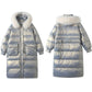 Shiny Down Cotton Jacket Fashion Color Hooded Jacket Winter Thicken Warm Long Over-the-knee Cotton Jacket Suitable for Women