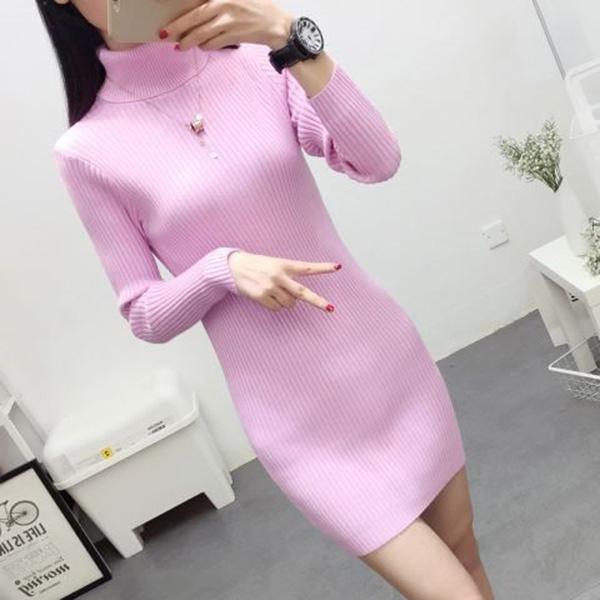 Autumn and Winter Turtleneck Sweater Women Pullover Mid-length Slim-fitting Thick Tight Knit Bottoming Shirt