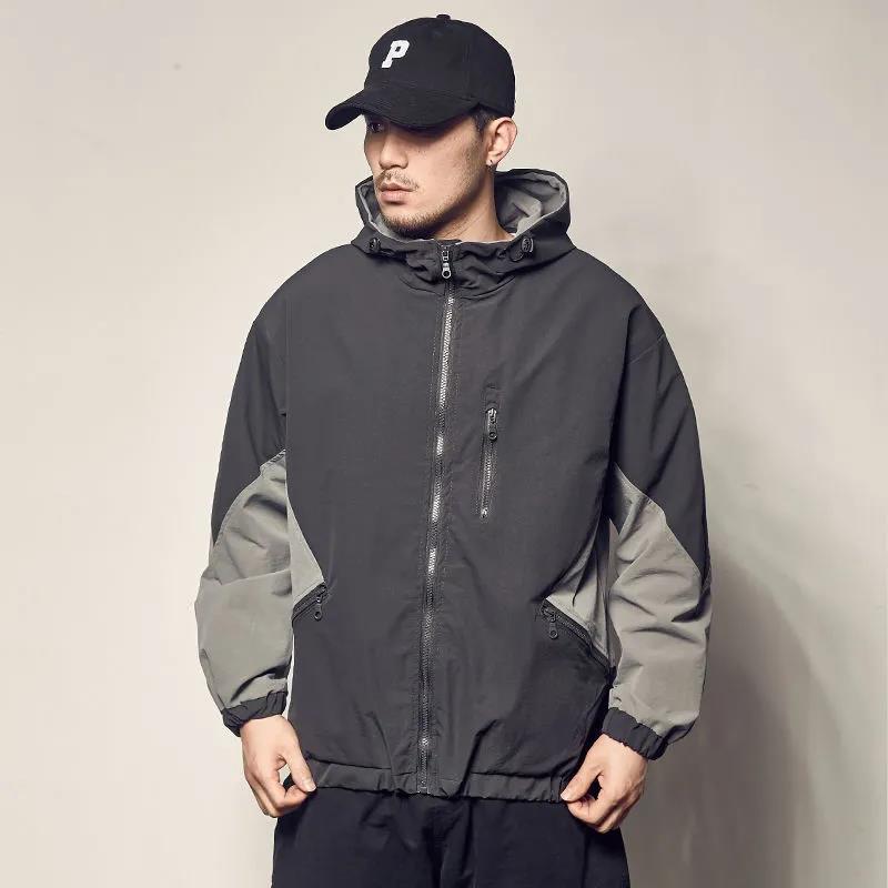 Spring and Autumn New Men's Working Jacket Color Hooded Underwear Loose Leisure Jacket