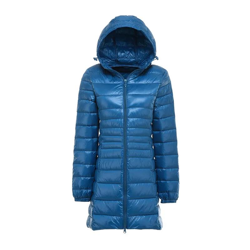 Women's Winter Oversized Down-filled Coat Female Ultra Light Jacket Hooded Slim Long Sleeve Parka Overcoat