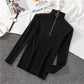 Women Half Turtleneck Knitwear Jumper Bottoming Blouse Zipper Solid Color Pullover Sweater