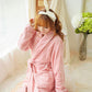 Autumn and Winter Flannel Nightgown Ladies Bathrobe Coral Fleece Thick Long-sleeved Pajamas Home Service Bathrobe Simple Style