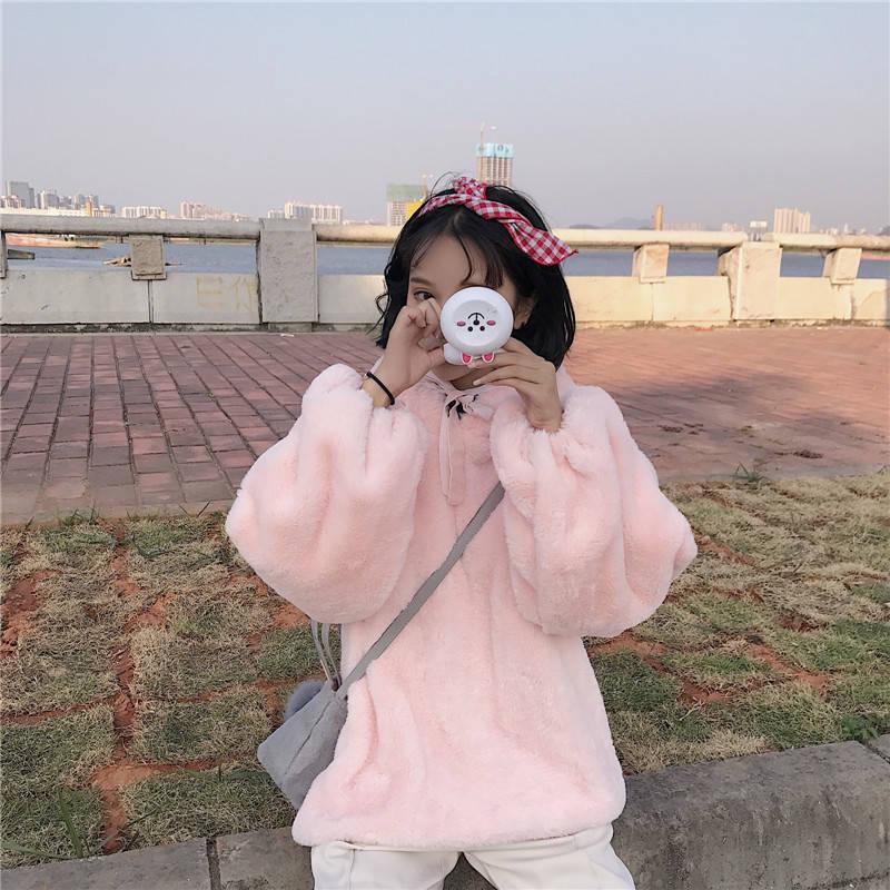 Women's Sweatshirt Wild Large Size Long Sleeve Warm Hood Top Autumn Winter Sweater Cotton