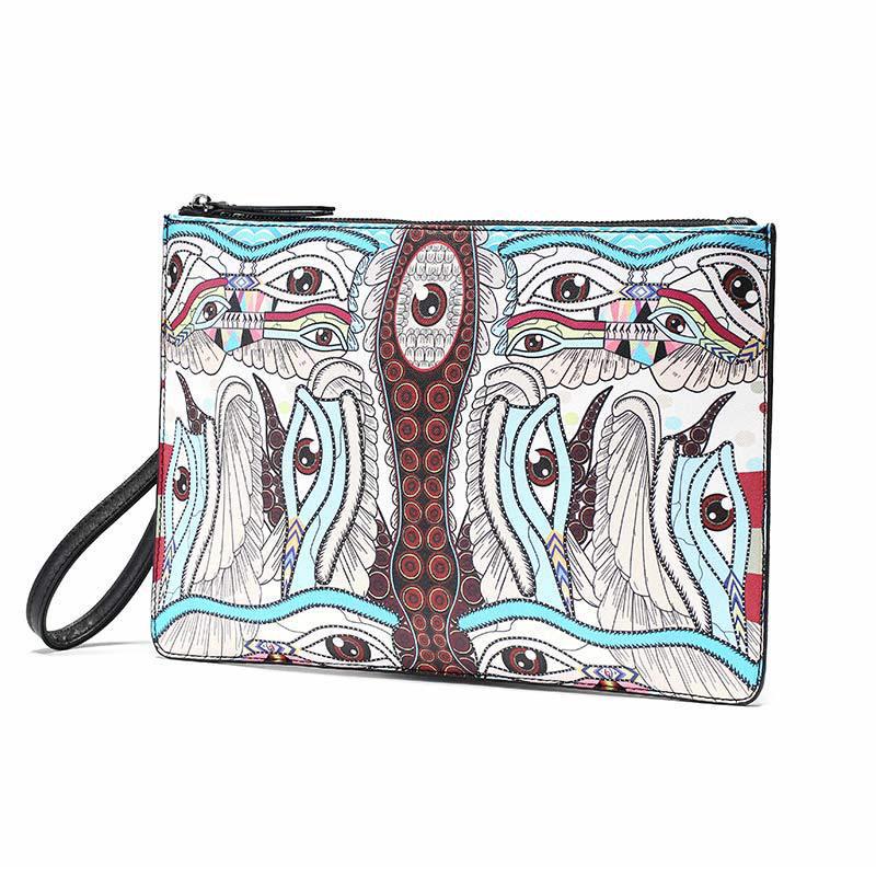 Business Briefcase Men Personality PU Leather Zipper Waterproof Handbag Ipad Bags Clutch Bag