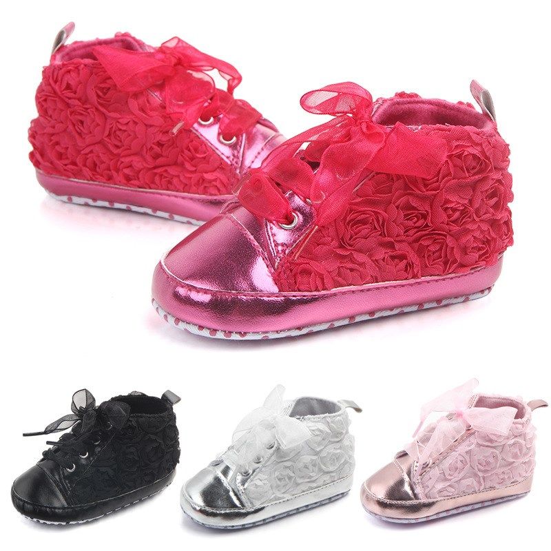 Autumn Baby Kids Toddler Sapato Infant Rose Flower Soft Sole Girl Shoes Baby First Walker Shoe 4 Colors