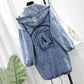 Loose Hooded Casual Embroidered Trench Coat Denim Jacket Korean Version Plus Size Women's Spring and Autumn Tops