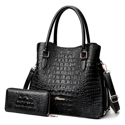 Genuine Leather Cowhide Soft Leather Crocodile Pattern Portable Handbags European and American Fashion Atmospheric Casual Shoulder Bag