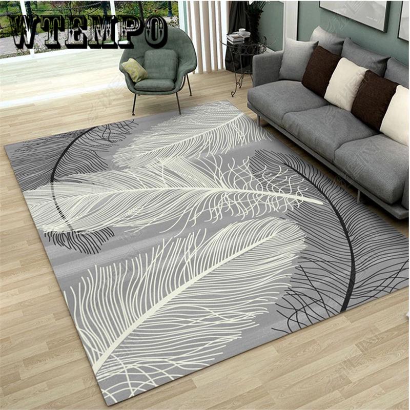 Bedside Carpet Modern Style Geometric Pattern Soft Washable Floor Mat